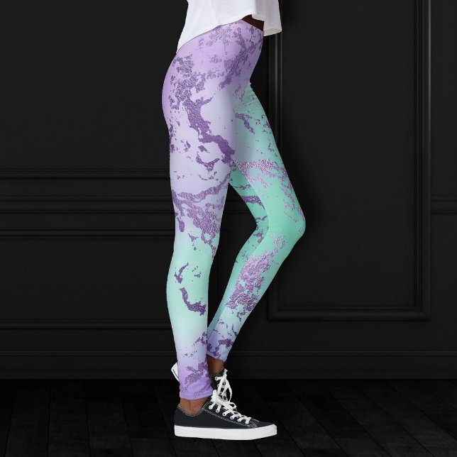 Leggings Mármol de moda | Lavender morado y verde de menta (Subido por el creador)