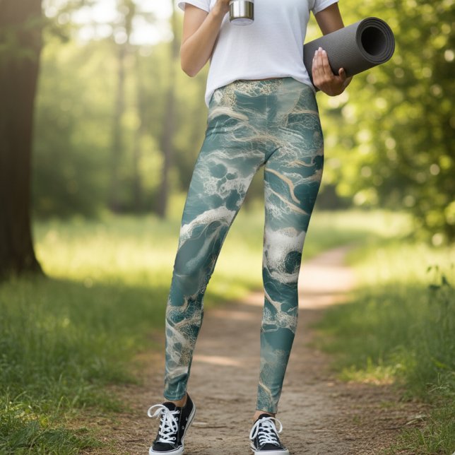 Leggings Mármol de olas del océano (Subido por el creador)