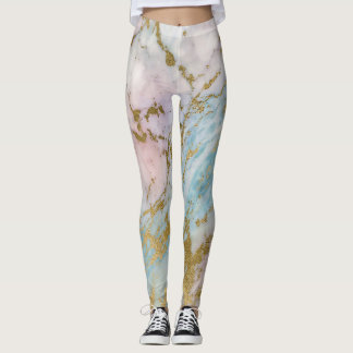 Leggings Mármol de oro PASTEL Resumen de LEGANTES ACTIVOS