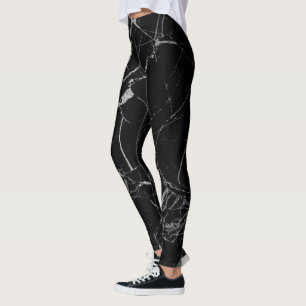 Leggings Mármol de vena negra y plateada