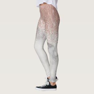 Leggings Mármol degradado rosa dorado con brillo trendy