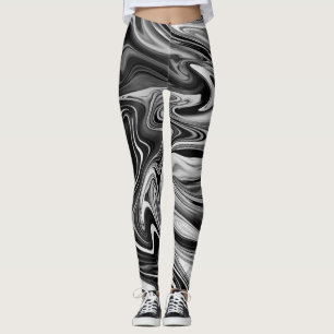 Leggings Mármol elegante 7 - líquido blanco y negro
