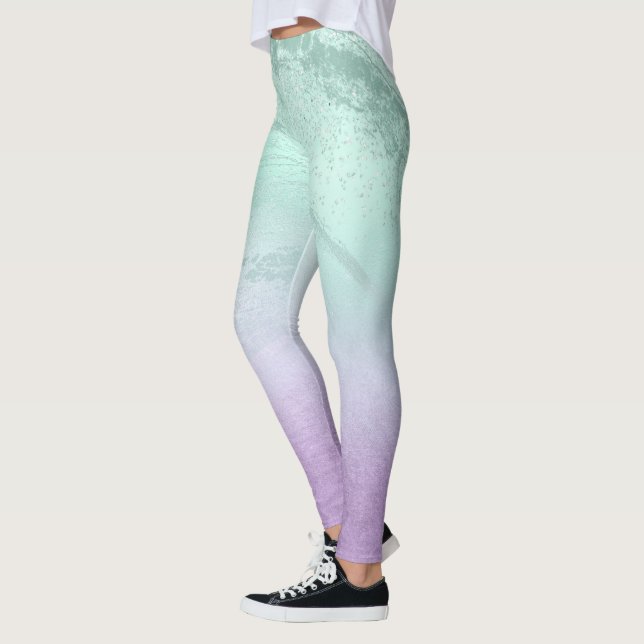 Leggings Mármol elegante, moderno, púrpura y purpurina de m (Izquierda)