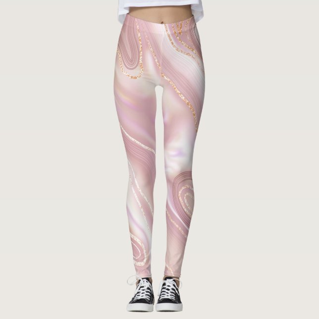 Leggings Mármol elegante: textura dorada rosa (Anverso)