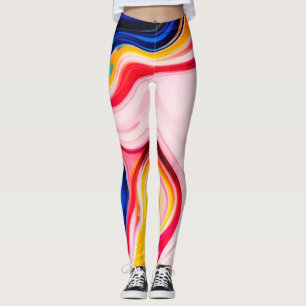 Leggings Mármol falso azul rosa amarillo blanco bastante de
