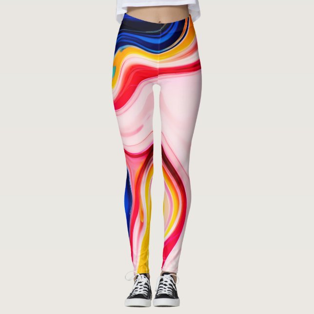 Leggings Mármol falso azul rosa amarillo blanco bastante de (Anverso)