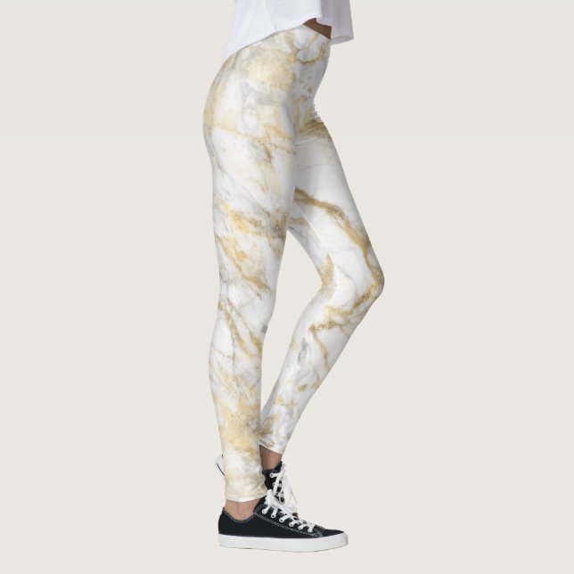 Leggings Mármol gris blanco dorado elegante (Derecha)