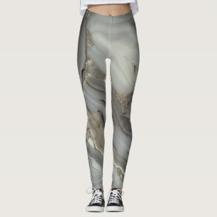 Leggings Mármol gris con bolsa de drenaje de vena dorada
