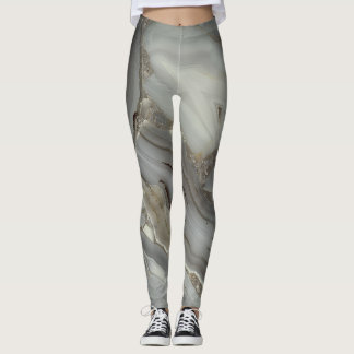 Leggings Mármol gris con bolsa de drenaje de vena dorada