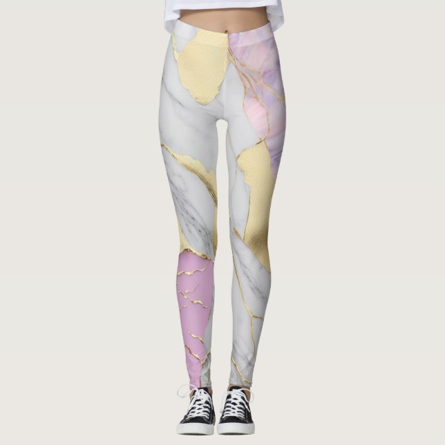 Leggings Mármol Lavanda y Oro Luxe (Anverso)