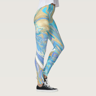 Leggings Mármol líquido de oro y Aqua de Perla