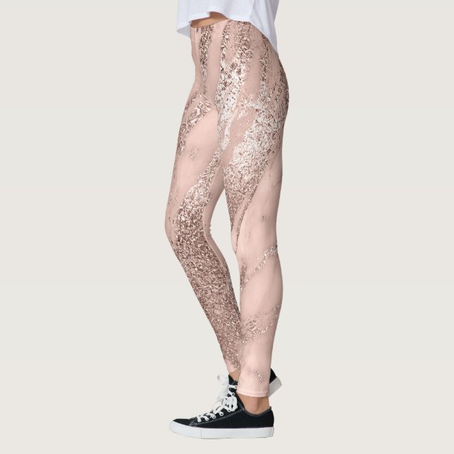 Leggings Mármol Mínimo Resumen Rosa metálico Rubor Gold (Izquierda)