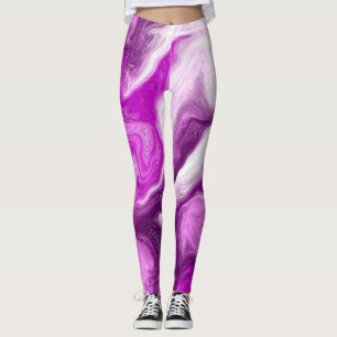 Leggings Mármol morado y blanco reluce el arte fluido