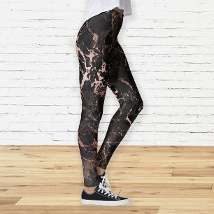 Leggings Mármol Negro Elegante con Dorado Rosa