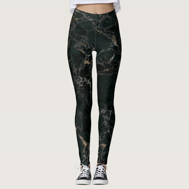 Leggings Mármol negro elegante: fondo texturado (Anverso)