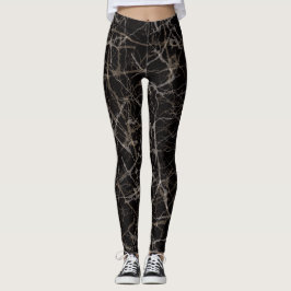 Leggings Mármol negro elegante y textura de piedra melancól