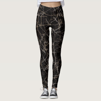 Leggings Mármol negro elegante y textura de piedra melancól