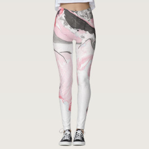 Leggings Mármol negro rosado: mano dibujada