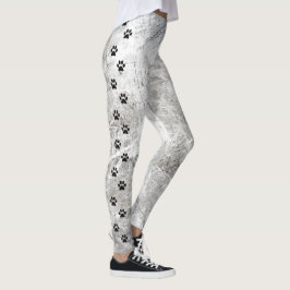 Leggings Mármol negro y blanco chic con estampado de huella