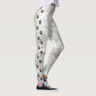 Leggings Mármol negro y blanco chic con estampado de huella
