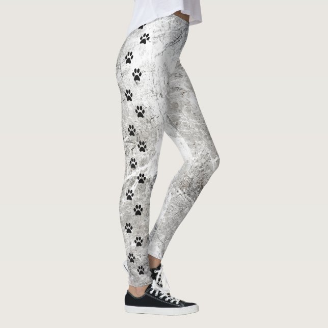 Leggings Mármol negro y blanco chic con estampado de huella (Derecha)