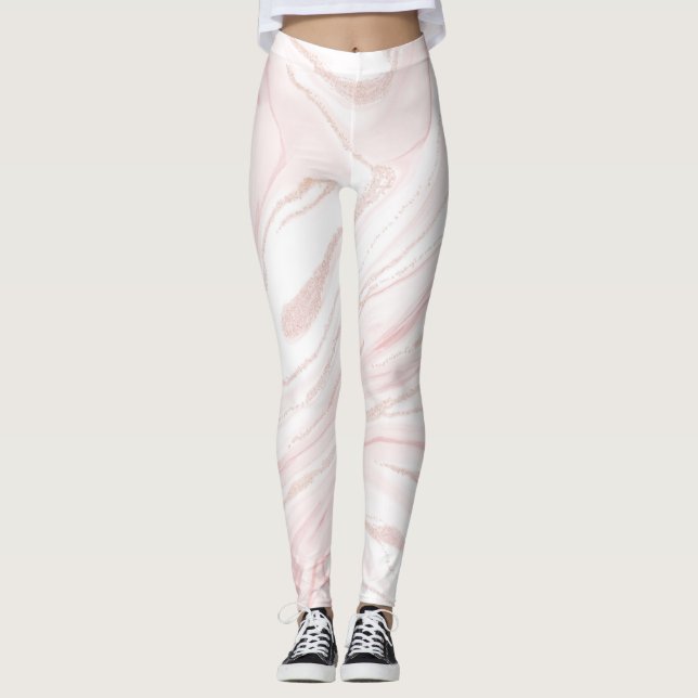 Leggings Mármol Purpurina rosado moderno (Anverso)