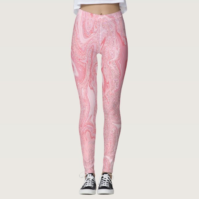 Leggings Mármol rosa de Purpurina de coral de Rubor de esti (Anverso)