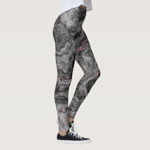 Leggings Mármol rosa, negro y gris Abstracto en Remolino