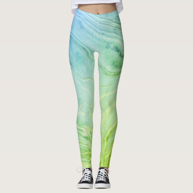 Leggings Mármol verde moderno de moda (Anverso)