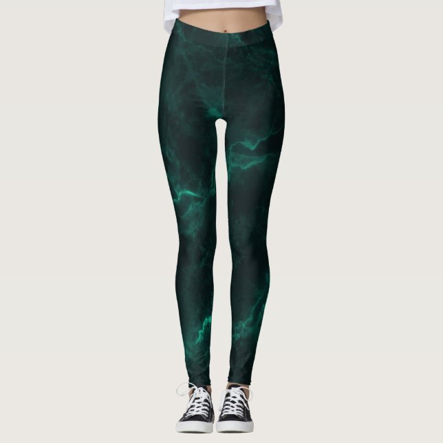 Leggings Mármol verde oscuro, textura perfecta. (Anverso)