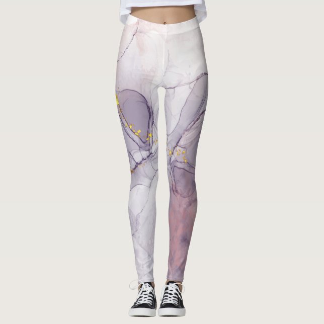Leggings Mármol violeta y dorado (Anverso)