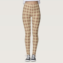 Leggings Marrón Beige Cuadro Búfalo Plaid Moderno