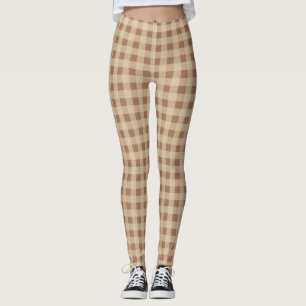 Leggings Marrón Beige Cuadro Búfalo Plaid Moderno