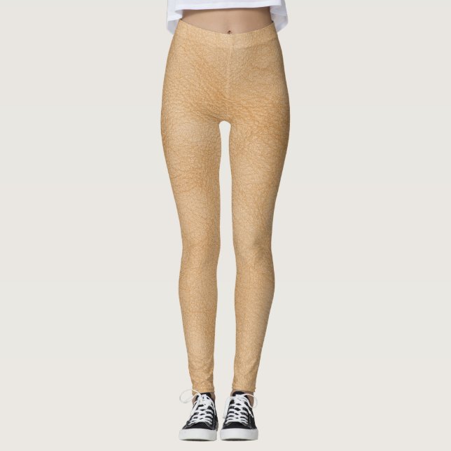 Leggings Marrón claro, fondo de textura de cuero. (Anverso)