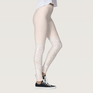 Leggings Marrones y Blancos con Encaje