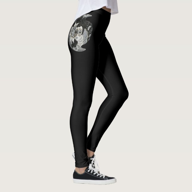 Leggings Máscara de carnaval veneciano ~ plata ~ negro ~ bl (Derecha)
