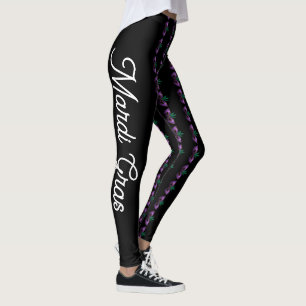 Leggings Máscara de Mardi Gras parquea texto Personalizado 
