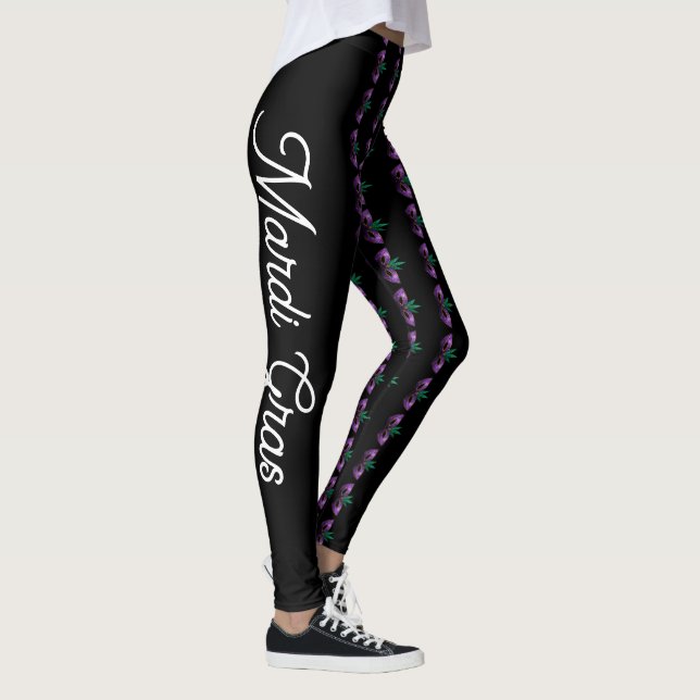 Leggings Máscara de Mardi Gras parquea texto Personalizado  (Derecha)