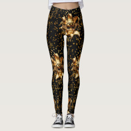 Leggings Máscara De Oro Mardi Gras Y Confetti