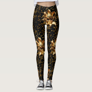 Leggings Máscara De Oro Mardi Gras Y Confetti