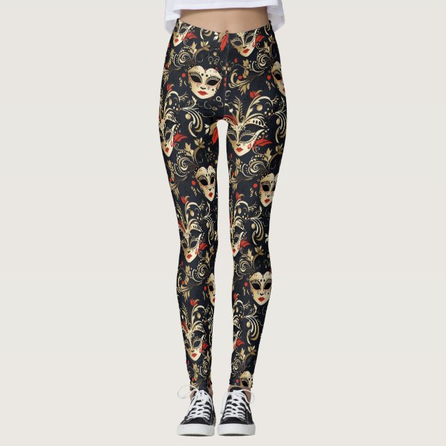 Leggings Máscara negra de mascarada (Anverso)