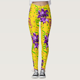 Leggings Máscara Púrpura Y Confetti Mardi Gras