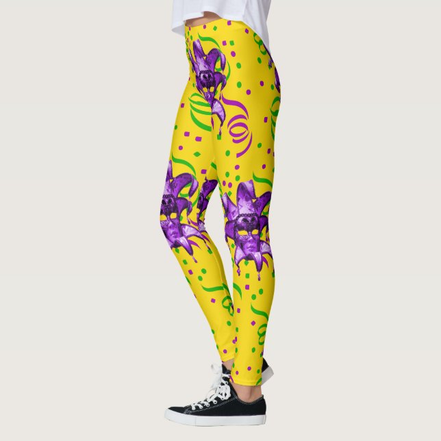 Leggings Máscara Púrpura Y Confetti Mardi Gras (Izquierda)