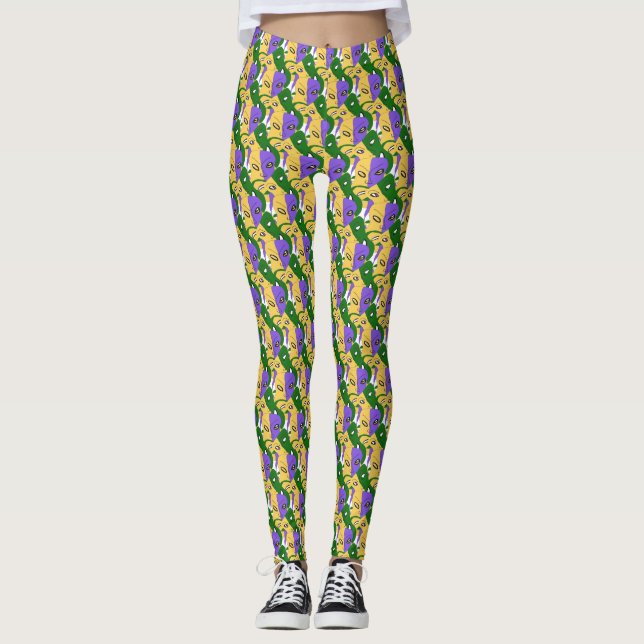 Leggings Máscara trágica de cómic de Mardi Gras (Anverso)