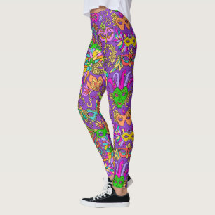 Leggings Máscaras verdes púrpuras brillantes de la