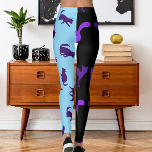 Leggings Mascota de fotos personalizar Patrón gato Azul mor