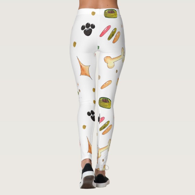 Leggings Mascota  Tema Perro moderno Paw Personalizado óseo (Reverso)