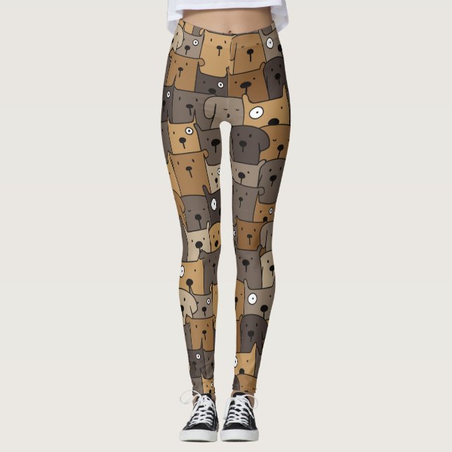 Leggings Mascotas de patrón adoran a perros (Anverso)