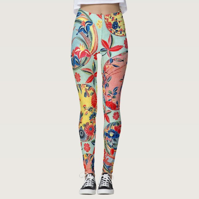 Leggings Materia textil japonesa del kimono del vintage (Anverso)