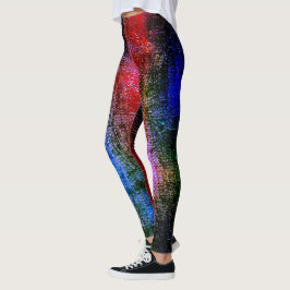 Leggings Material rojo y azul desollado con "pintura al óle